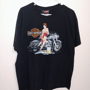Harley-Davidson Black Graphic T-Shirt for Men Pin Up XL 2012 Front 07 Back Hit